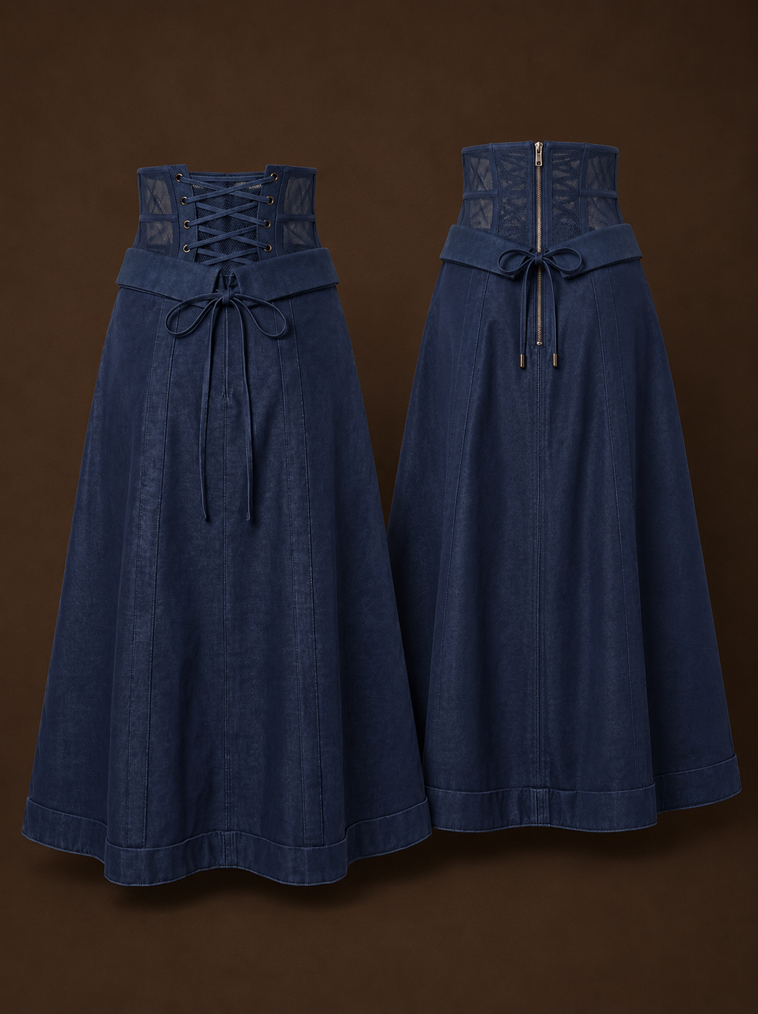 The Inseam Midi Skirt - Indigo Deep Blue Denim
