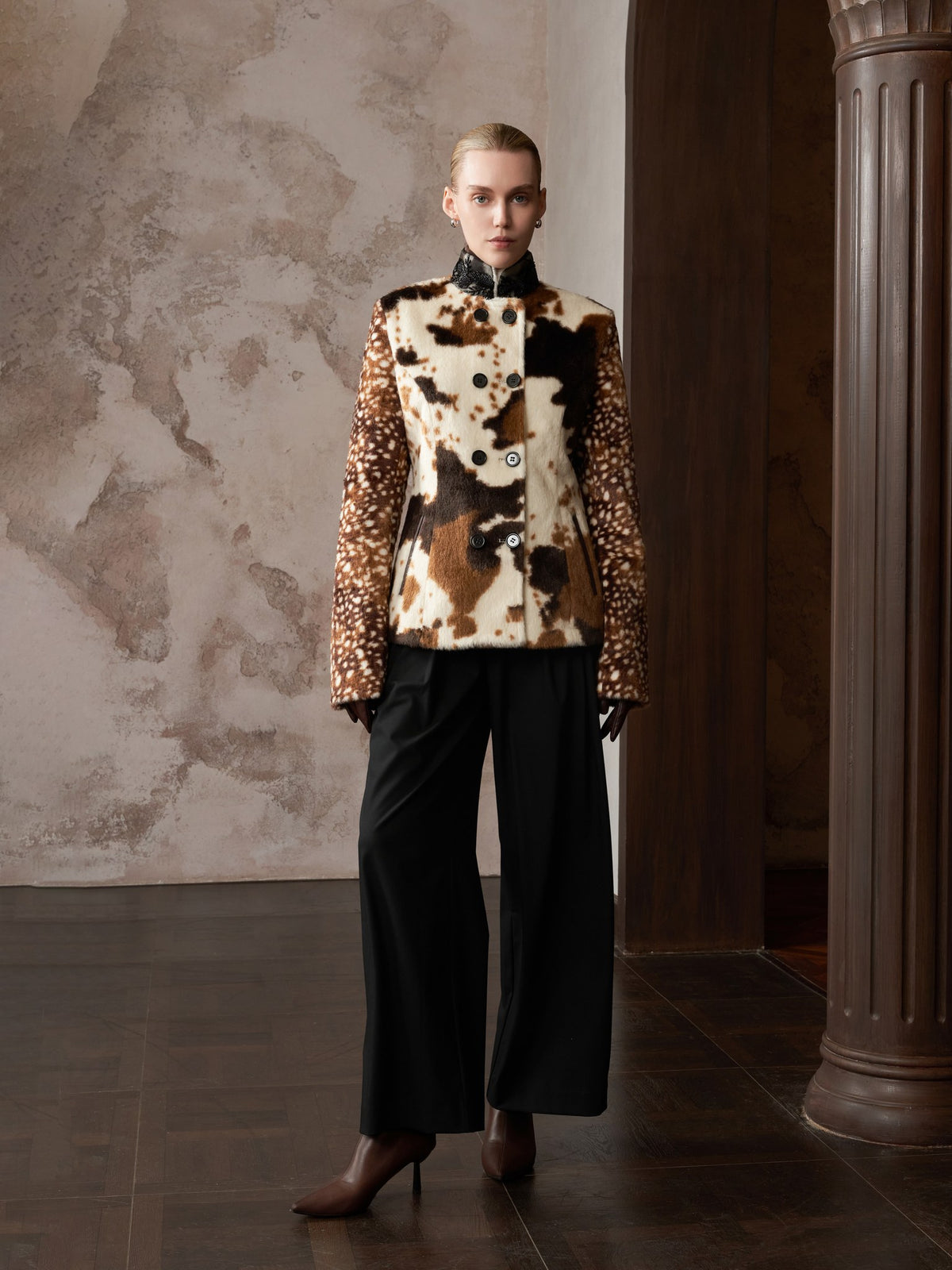 HSW Contrast Jacket double-breasted button front detail