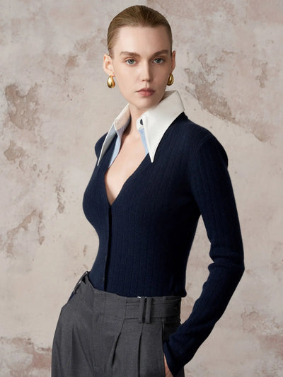 The Shirted Cardigan — front view