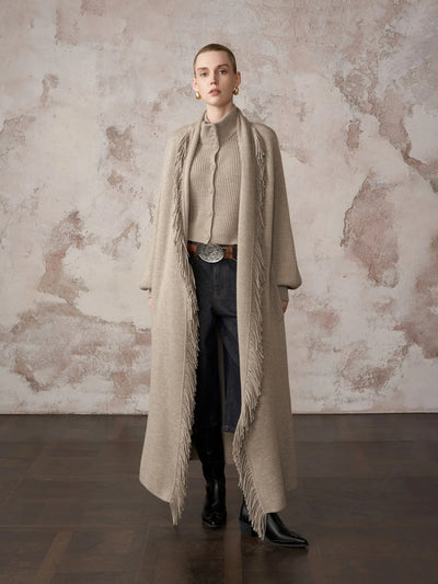 HSW Merino Wool Cardigan built-in funnel neck detail