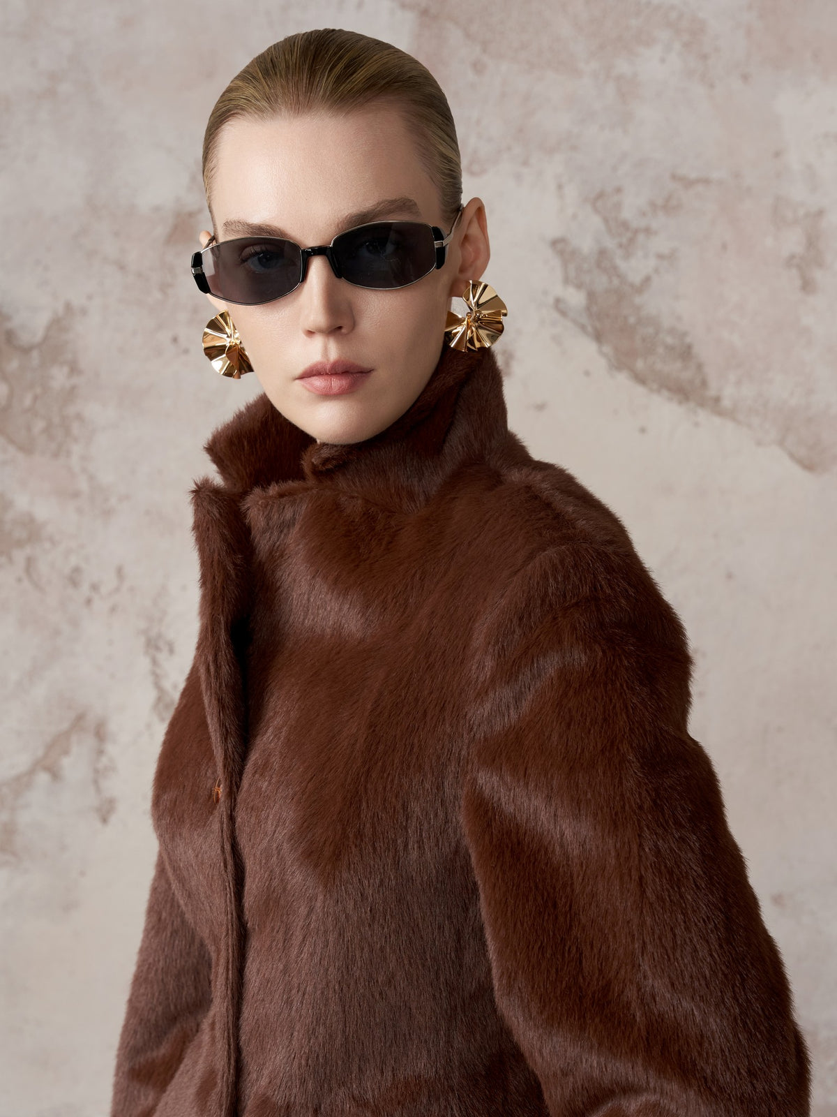 HSW Chestnut Jacket notched lapel folded stand-collar detail