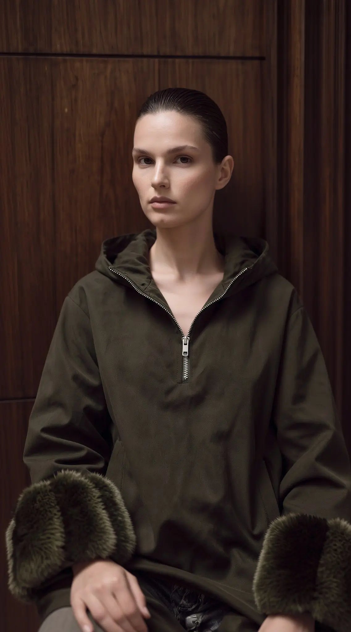 HSW Green Raincoat oversized silhouette, dropped shoulder