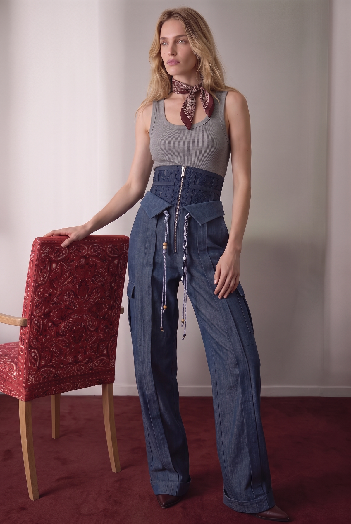 The Olaya Denim Corset Trouser