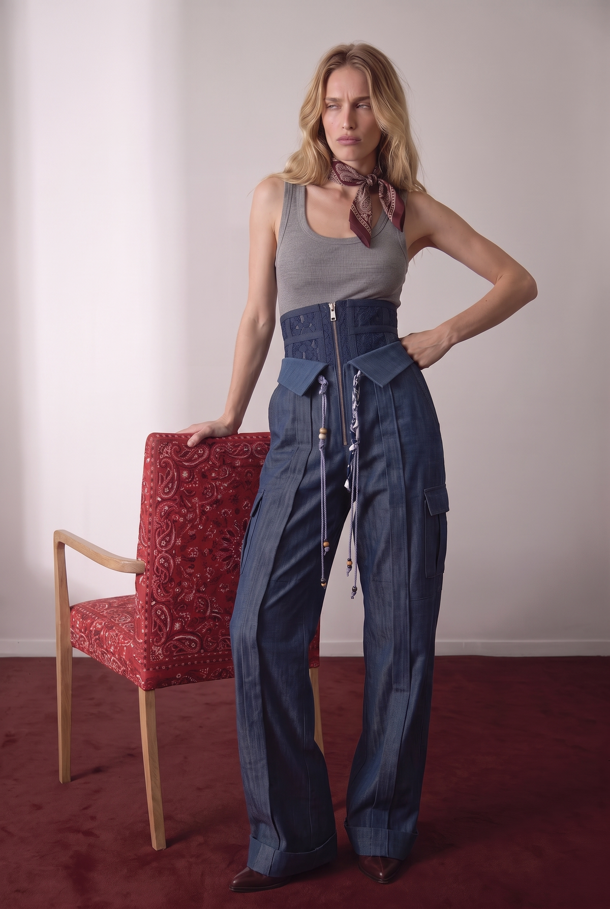The Olaya Denim Corset Trouser