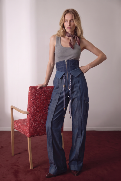 The Olaya Denim Corset Trouser